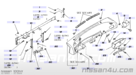 Afdekkap rechts dashboard Nissan 100NX B13 68498-50Y00 Gebruikt.