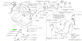 Terugslagklep benzinetank Nissan 17370-89910 B13/ F23/ J30/ N14/ S13/  W10/ Y10 Origineel.