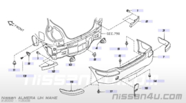 Montageblokje achterbumper Nissan 85222-4U000 N16/T30/V10