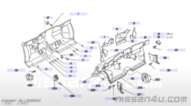 Afschermkap interieur rechts Nissan Bluebird T72 66900-Q9501 Gebruikt.