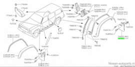 Spatlap linksachter Nissan Patrol Y60 78811-05J85 Origineel.