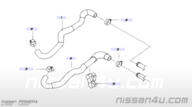 Bovenste kachelslang (inlet) SR20DE Nissan Primera P11 92400-9F515 Gebruikt,