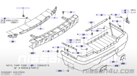 Bevestigingsbeugel achterbumper Nissan Maxima A32 85046-40U05