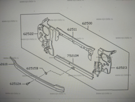 Koplampframe links Nissan Micra K10 62521-04B00 Origineel.
