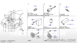 Koelwatertemperatuursensor Nissan 25080-70J00 K11/ N16/ P10/ P11/ R20/ WP11 Gebruikt