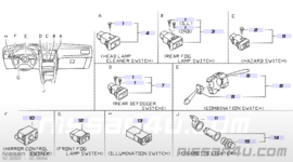 Switch fog lamp Nissan 100NX / Sunny Wagon Y10 25370-75Y00 Used part.