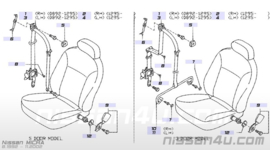 Slider bar seat belt, left-hand Nissan Micra K11 86847-4F100 Used part.