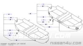 Cushion rear seat Nissan Almera N16 88300-BN010