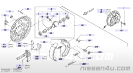 Montageset remschoenen achteras Nissan B13/ N14/ N15 Nieuw.