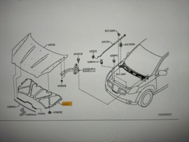 Hitteschild motorkap Nissan Qashqai J10/ JJ10 65840-JD000 Gebruikt.