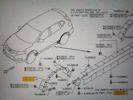 Spatbordverbreder linksvoor Nissan X-Trail T32 63861-4CE1A Gebruikt.