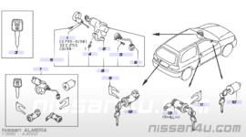 Deurslotklem Nissan 80590-50C00 N14/ N15/ W10/ Y60 Gebruikt.