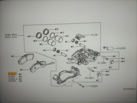 Remblokset vooras Nissan Cabstar F24 D1060-MB20C (41060-MB225) Nieuw.