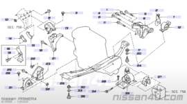 Motorsteunhouder voorzijde Nissan Primera P11/WP11 11274-2F204 gebruikt.