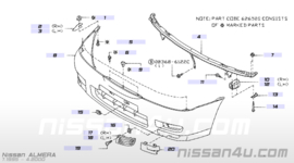 Voorbumper Nissan Almera N15 62022-0N625 Nieuw.