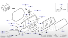 Aanslagrubber achterklep Nissan 65823-Q0102 N14/ N15/ Y10 Gebruikt.