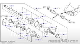 Aandrijfas linksvoor CD20 Nissan Almera N15 39101-0M910