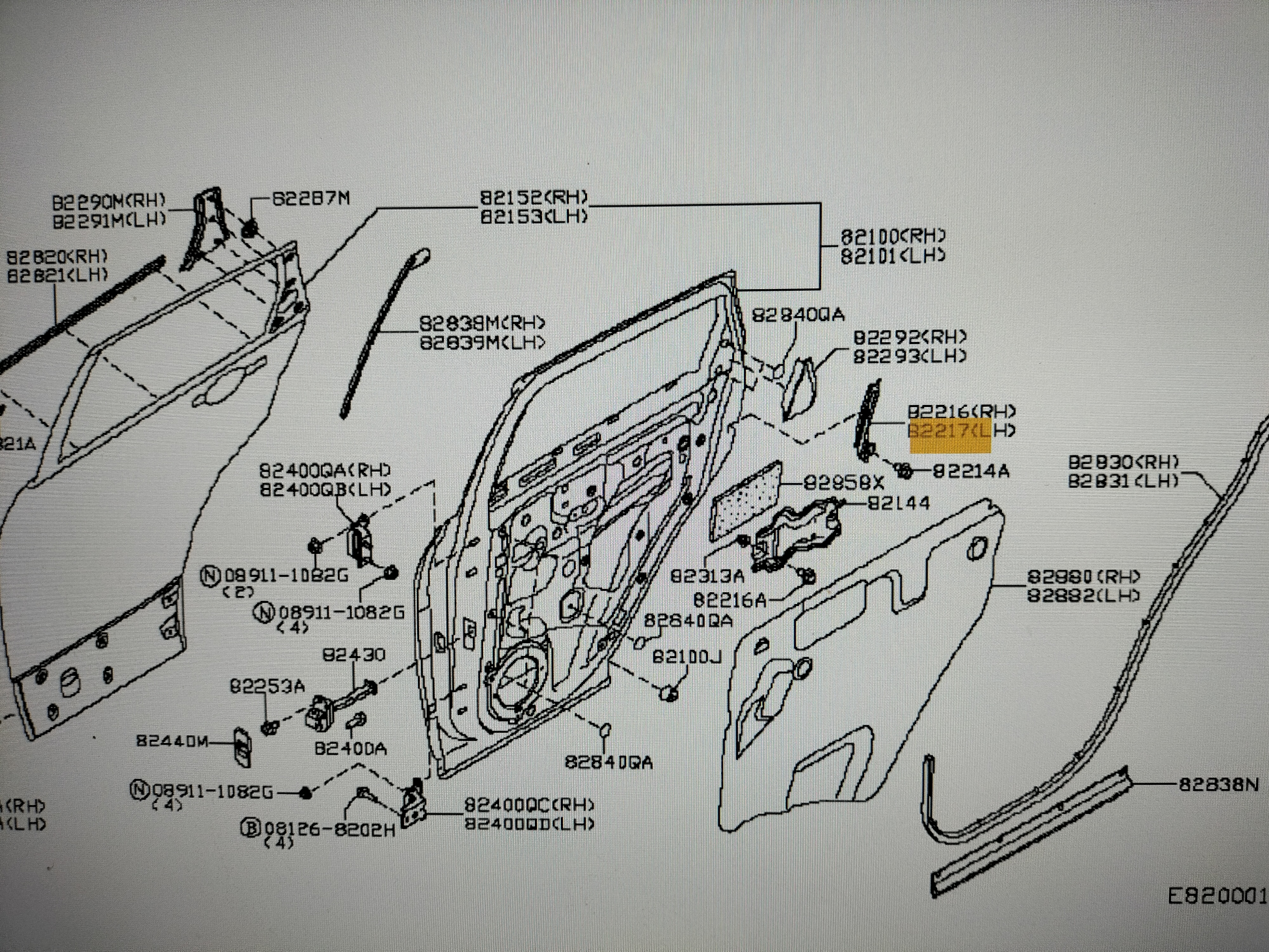 Portierraamgeleider linksachter Nissan Qashqai J10 82217-JD000 Gebruikt.