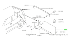 Achterdeurpaneel Nissan Terrano2 90900-0X800 Gebruikt.