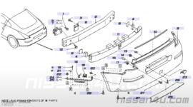 Bevestigingsclip achterbumper Nissan 85284-AD000 CA33/ P12/ T30/ V10/ Z33/ Z50 Origineel.