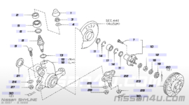 Snapring wiellager vooras Nissan 40214-05U00 CA33/ P12/ R33/ R34/ T30/ V10 Origineel.