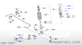 Schokdemper achteras rechts Nissan Prairie M11 55302-40R27 Origineel.