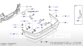 Montageblokje achterbumper Nissan 85222-0M000 N15/ P11/ R50/ WP11