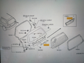 Finisher back door Nissan Almera N15 90810-1N000 Used part. (90810-0N000) Chrome.