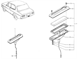 Assy-lamp licence Datsun Sunny B110 sedan 26510-H1900 (IKI6001) Used part.