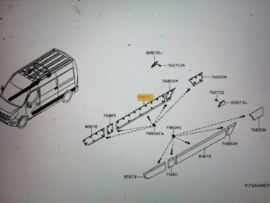 Moulding-slide door, right-hand Nissan NV400 X62 82876-00Q0B (828200148R) Used part.