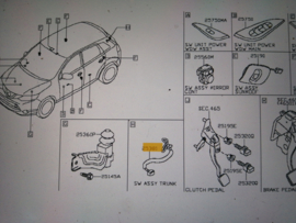 Achterklepschakelaar Nissan Qashqai J11 25380-4EA1A Gebruikt.