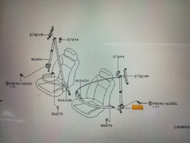 Belt tongue, pretensioner front left-hand Nissan Primera P11 / WP11 86885-9F520 Used part.