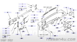 Afdekkap links dashboard Nissan 68499-50Y03 B13/ Y10 Gebruikt.