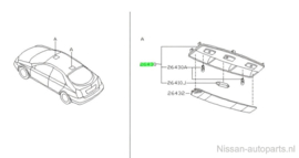 Interieurverlichting Nissan Primera P12 26430-AV700 Gebruikt. Incomplete zonder lens.