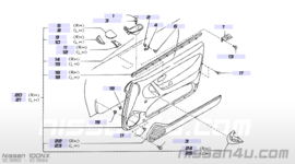 Deurgreep links Nissan 100NX B13 80943-61Y00 Gebruikt.