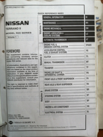 Service manual '' Model R20 Supplement Volume 1 '' SM8E-R20E0E Nissan TerranoII