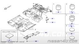 Insulator-heat, front floor Nissan 74753-4M400 N16/ V10