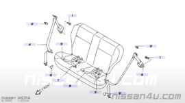 Belt rear seat buckle Nissan Micra K11 88852-1F500
