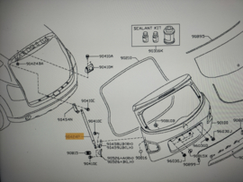Gasveer achterklep Nissan Qashqai+2 JJ10 90450-EY10A Nieuw.