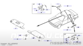 Zonneklep bijrijderskant Nissan Bluebird T72 96400-Q9206 gebruikt.