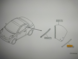 Moulding-side window, right-hand Nissan Micra CK12 76834-BC000 Original.
