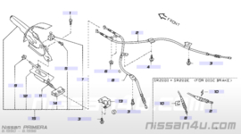 Afdekkap/doorvoor handremkabel Nissan 36013-4F100 K11/P10