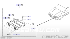 Knipperlicht linksvoor Nissan 100NX B13 B6135-61Y00 (Koito 210-63332) Gebruikt.