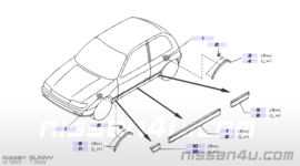 Sierlijst linksachter Nissan Sunny N14 78873-50C01