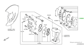 Hardware-kit remklauw vooras Nissan X-Trail T32 D1080-4GA0J Origineel.