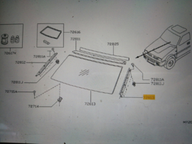 Moulding-windshield side, left-hand Nissan Terrano2 R20 72763-0X000 Gebruikt.