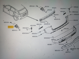 Bumpersteun links Nissan Qashqai J12 85211-6UA2A Gebruikt.