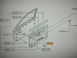 Afdekdop montageschroef deurpaneel Nissan Terrano2 R20 01307-0902M Gebruikt.