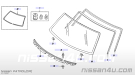Onderste sierstrip voorruit Nissan Patrol Y61 72771-VB000 Origineel.