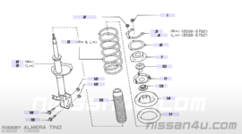 Veerpoot linksvoor QG18DE Nissan Almera Tino V10 54010-BU000 + 54302-BU017 Gebruikt.